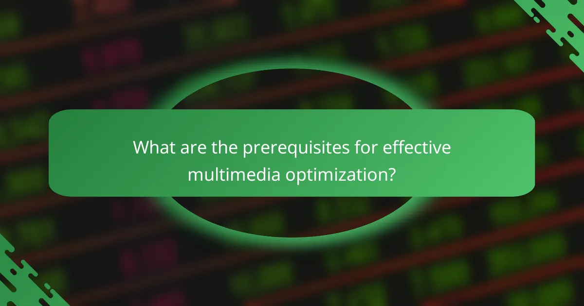 What are the prerequisites for effective multimedia optimization?